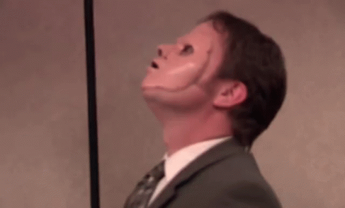 Dwight Mask Scare animated GIF