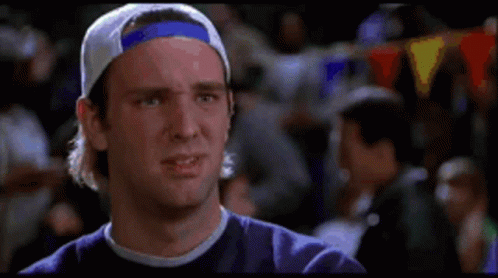 Trey Parker in BASEketball (1998), Serious and Skeptical reaction animated GIF