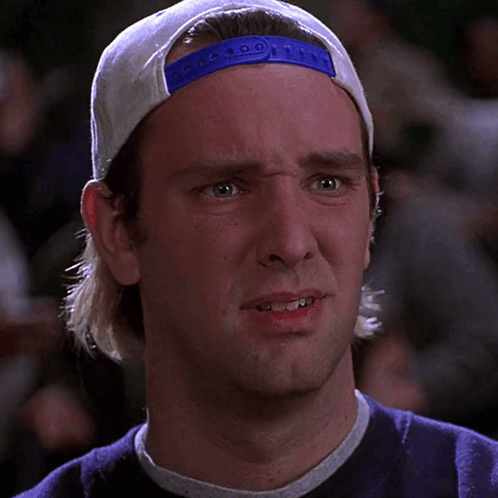 Trey Parker in BASEketball (1998), Confused and Skeptical reaction animated GIF