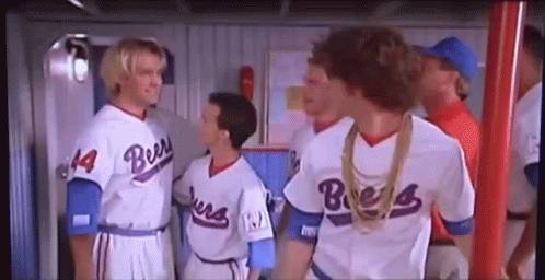 Trey Parker and Matt Stone in BASEketball (1998), Nervous and Dramatic reaction animated GIF