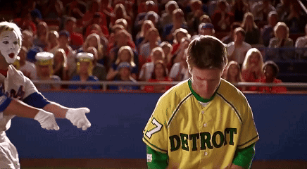 Trey Parker and Matt Stone in BASEketball (1998), Amused and Competitive reaction animated GIF