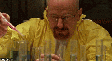 Walter In Yellow Suit from Breaking Bad (2008), Tense and Amused reaction animated GIF