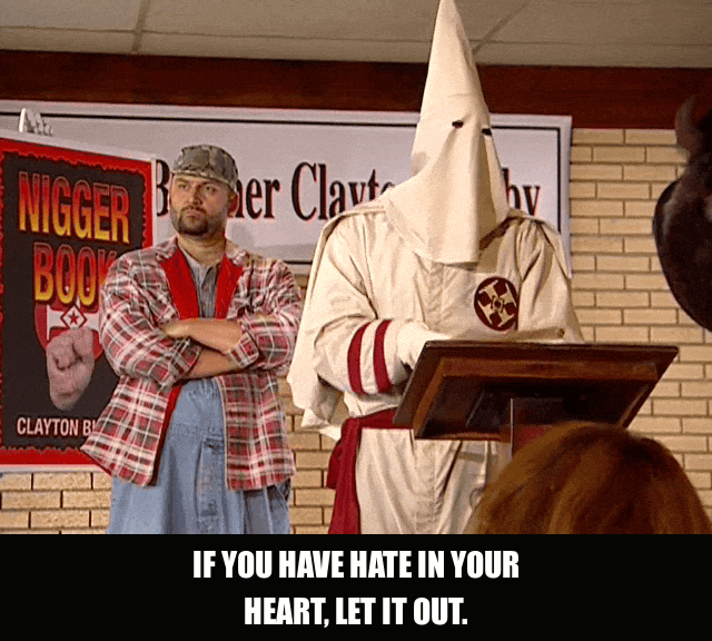 Let That Hate Out from Chappelle's Show (2003), captioned "If you have hate in your heart, let it out.", Earnest and Fervent reaction animated GIF