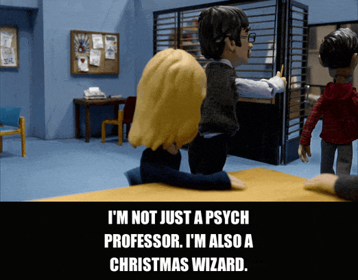 Christmas Wizard from Community (2009), captioned "I'm not just a psych professor. I'm also a Christmas wizard.", Dramatic and Self-Important reaction animated GIF