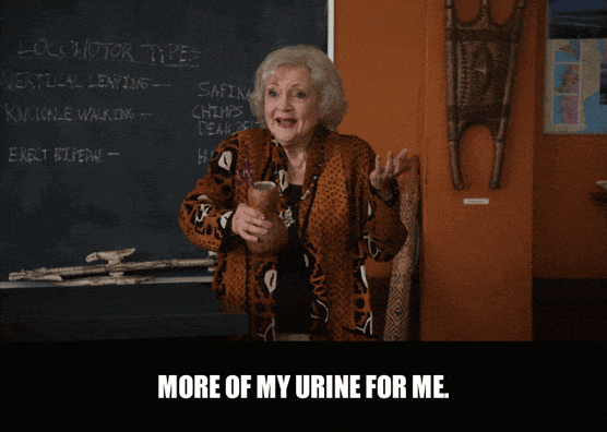 More Of My Urine For Me from Community (2009), captioned "More of my urine for me.", Unbothered and Cheerful reaction animated GIF