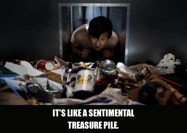Ken Jeong in Community (2009), captioned "It's like a sentimental treasure pile.", Wonder and Delight reaction animated GIF