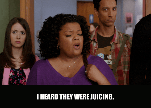 Yvette Nicole Brown in Community (2009), captioned "I heard they were juicing.", Suspicious and Gossipy reaction animated GIF