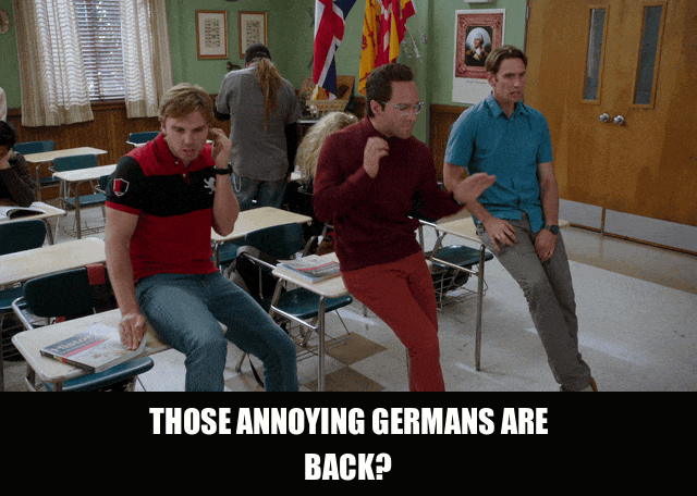 Yvette Nicole Brown in Community (2009), captioned "Those annoying Germans are back?", Exasperated and Annoyed reaction animated GIF