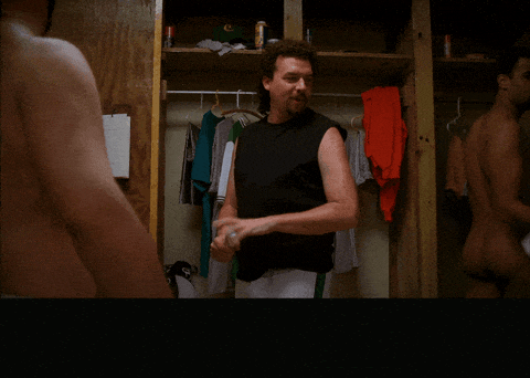 Danny Mcbride in Eastbound & Down (2009), captioned "I'm excited too, but let's not touch dicks, all right?", Confident and Arrogant reaction animated GIF