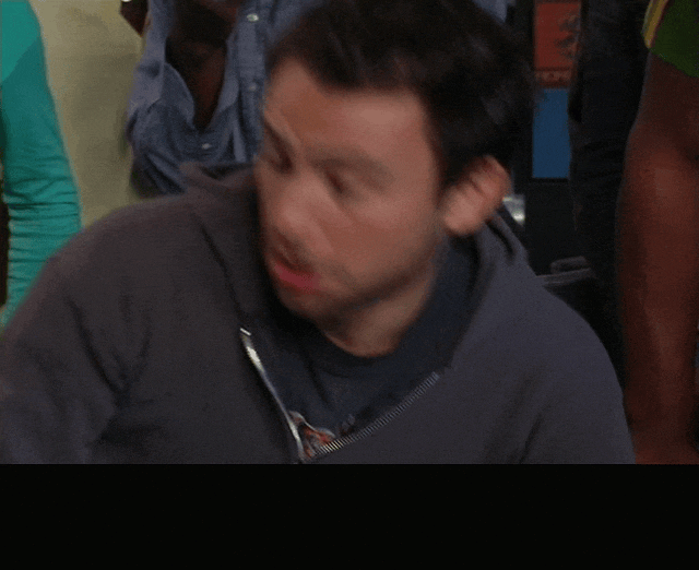 Charlie Day in It's Always Sunny in Philadelphia (2005), captioned "Domino, bitch!", Triumphant and Cocky reaction animated GIF