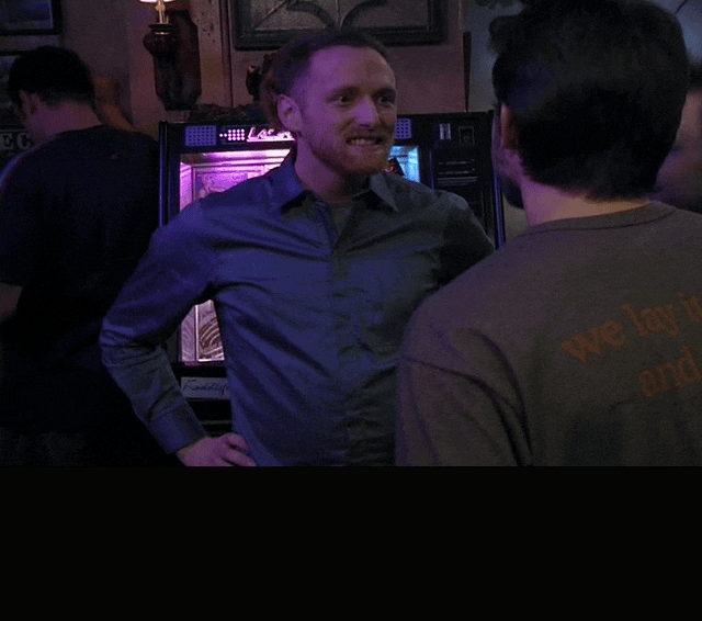 Rob Mcelhenney in It's Always Sunny in Philadelphia (2005), captioned "You guys are running the hottest gay bar in Philadelphia.", Proud and Casual reaction animated GIF
