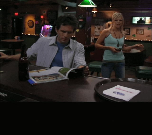 Glenn Howerton in It's Always Sunny in Philadelphia (2005), captioned "You know what, Dee? I don't wanna hear about your dreams. Okay?", Dismissive and Uninterested reaction animated GIF