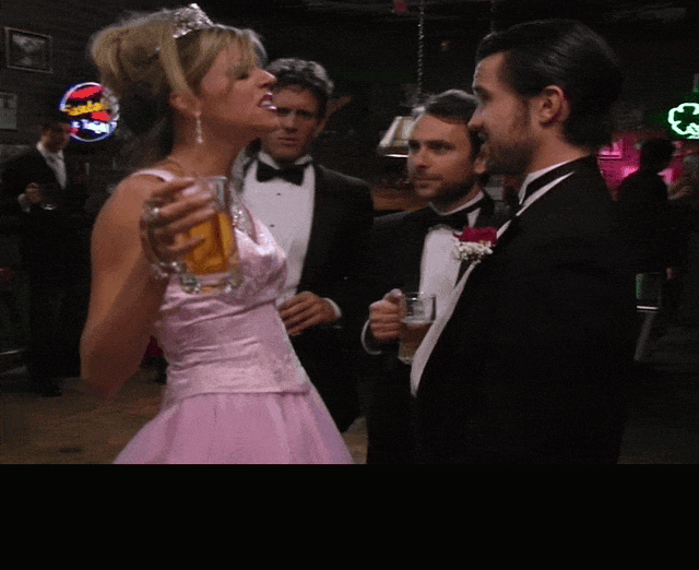 Rob Mcelhenney in It's Always Sunny in Philadelphia (2005), captioned "Say it, don't spray it.", Childish and Smug reaction animated GIF