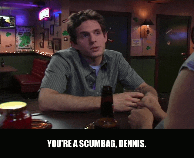 Kaitlin Olson in It's Always Sunny in Philadelphia (2005), captioned "You're a scumbag, Dennis.", Disgusted and Judgmental reaction animated GIF