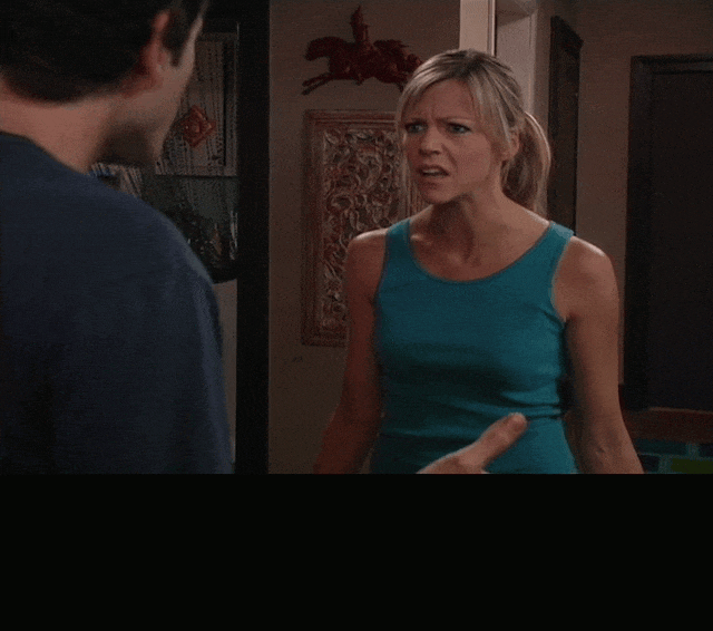 Kaitlin Olson in It's Always Sunny in Philadelphia (2005), captioned "Oh, my God. You're as delusional as Mac and Charlie.", Exasperated and Incredulous reaction animated GIF