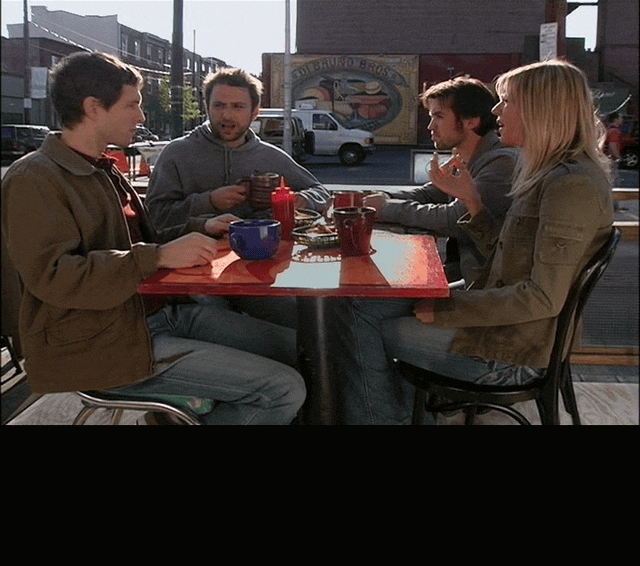 Rob Mcelhenney in It's Always Sunny in Philadelphia (2005), captioned "No, you're leading them on. You're not gay, you're just really vain.", Blunt and Accusatory reaction animated GIF