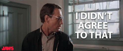 Roy Scheider in Jaws (1975), Defensive and Annoyed reaction animated GIF