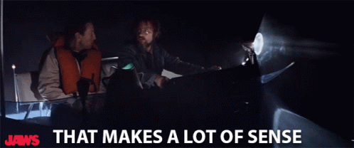 Roy Scheider and Richard Dreyfuss in Jaws (1975), Sarcastic and Tense reaction animated GIF