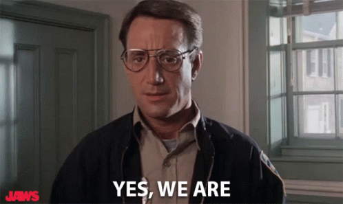 Roy Scheider in Jaws (1975), Certain and Worried reaction animated GIF