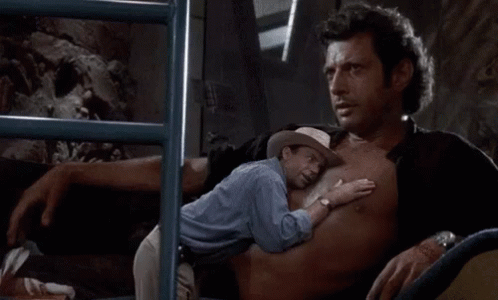 Jeff Goldblum in Jurassic Park (1993), Nervous and Breathing reaction animated GIF