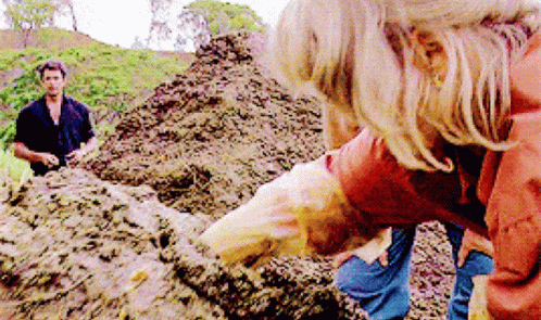 Jeff Goldblum and Laura Dern in Jurassic Park (1993), Grossed Out and Reacting reaction animated GIF