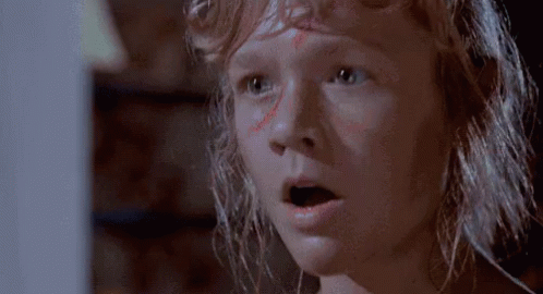 Ariana Richards in Jurassic Park (1993), Focused and Typing reaction animated GIF