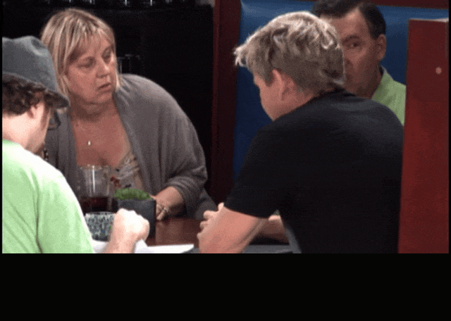 You're A Liar from Kitchen Nightmares (2007), captioned "You're a liar! I'm not a liar.", Angry and Defensive reaction animated GIF