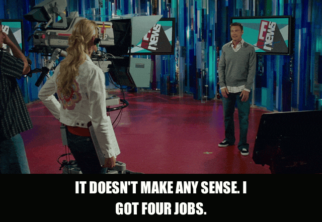 Four Jobs from Knocked Up (2007), captioned "It doesn't make any sense. I got four jobs.", Frustrated and Exasperated reaction animated GIF