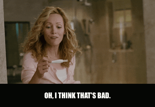 Katherine Heigl in Knocked Up (2007), captioned "Oh, I think that's bad.", Shocked and Panicked reaction animated GIF