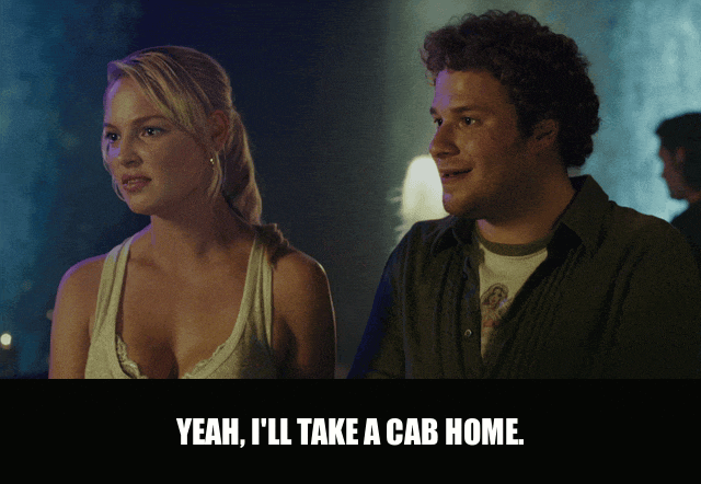 Leslie Mann in Knocked Up (2007), captioned "Yeah, I'll take a cab home.", Casual and Decisive reaction animated GIF