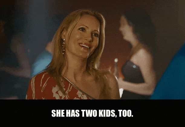 Paul Rudd in Knocked Up (2007), captioned "She has two kids, too.", Matter-Of-Fact and Amused reaction animated GIF