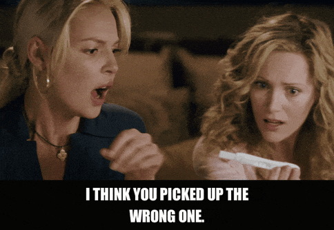 Katherine Heigl in Knocked Up (2007), captioned "I think you picked up the wrong one.", Confused and Alarmed reaction animated GIF