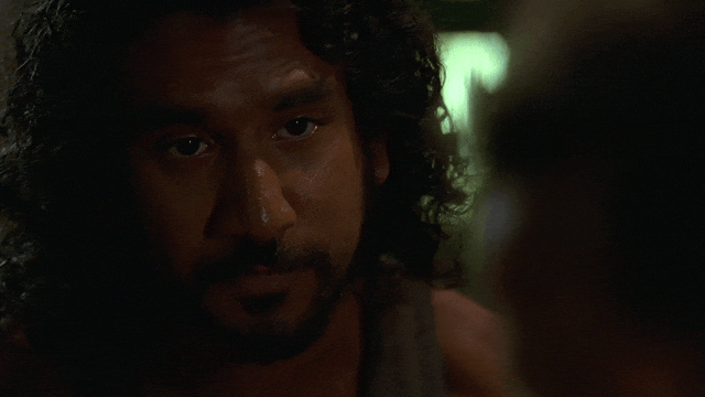 Naveen Andrews in Lost (2004), Intense and Suspicious reaction animated GIF