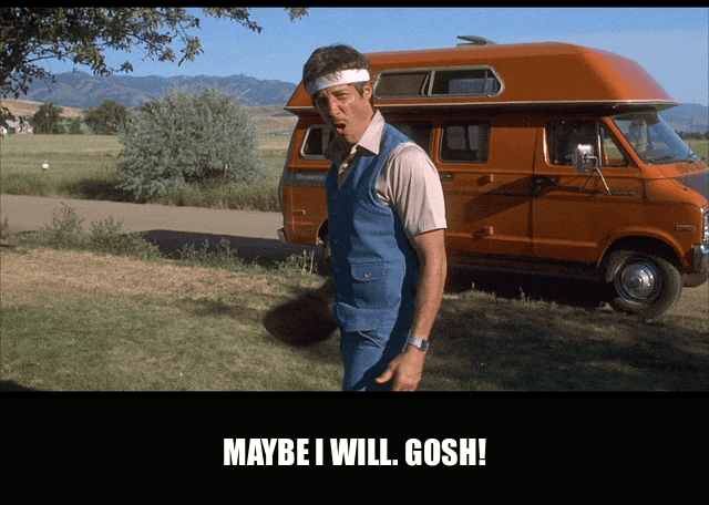 Jon Heder in Napoleon Dynamite (2004), captioned "Maybe I will. Gosh!", Exasperated and Annoyed reaction animated GIF