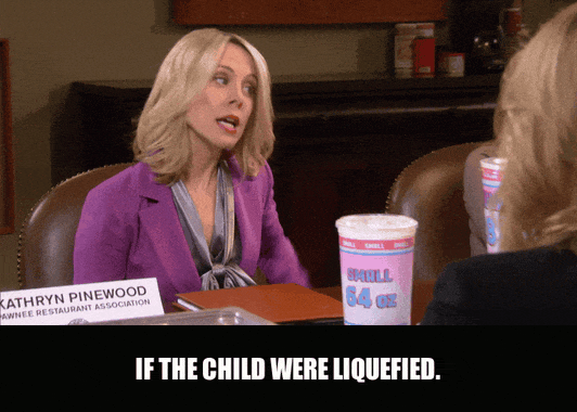 If the Child Were Liquefied from Parks and Recreation (2009), captioned "If the child were liquefied.", Deadpan and Matter-Of-Fact reaction animated GIF
