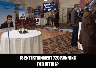 Amy Poehler in Parks and Recreation (2009), captioned "Is Entertainment 720 running for office?", Exasperated and Confused reaction animated GIF