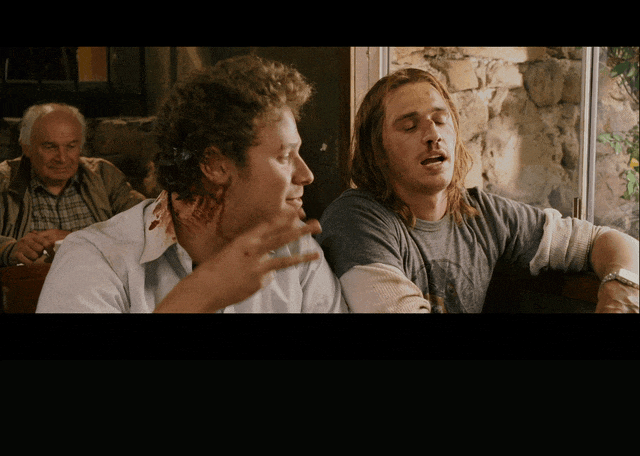 James Franco and Seth Rogen in Pineapple Express (2008), captioned "I want the middle piece, so it'll be crooked on both sides.", Giddy and Affectionate reaction animated GIF