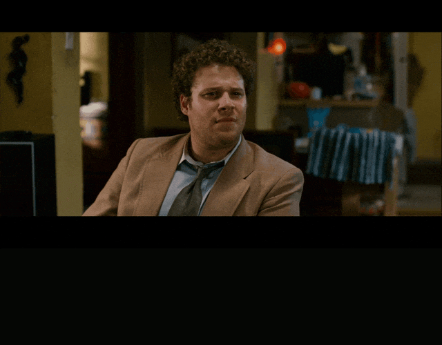 Seth Rogen in Pineapple Express (2008), captioned "I work for a company that's, like, hired by lawyers to, like, hand out legal documents... like subpoenas.", Earnest and Animated reaction animated GIF