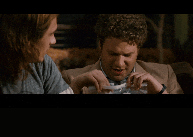 Seth Rogen in Pineapple Express (2008), captioned "I just wanna shove it up my nose and have that smell all day.", Excited and Amazed reaction animated GIF