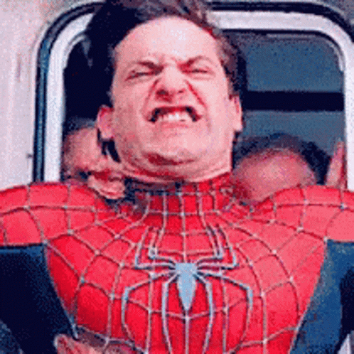 Tobey Maguire in Spider-Man 2 (2004), Strained and Exhausted reaction animated GIF