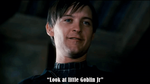 Tobey Maguire and James Franco in Spider-Man 3 (2007), Smug and Mocking reaction animated GIF