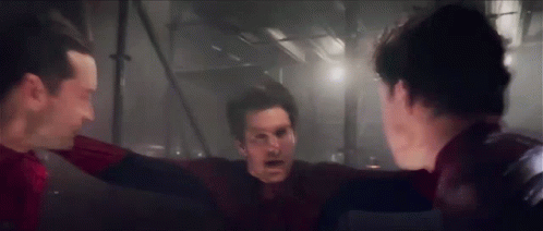 Andrew Garfield and Tobey Maguire in Spider-Man: No Way Home (2021), Sincere and Affectionate reaction animated GIF