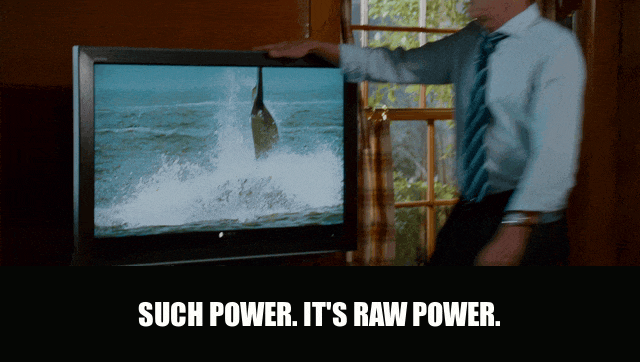 Richard Jenkins in Step Brothers (2008), captioned "Such power. It's raw power.", Awed and Pretentious reaction animated GIF