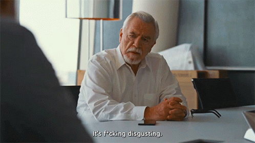Brian Cox in Succession (2018), Disgusted and Reacting reaction animated GIF