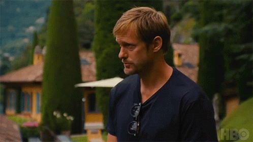 Alexander Skarsgard in Succession (2018), Unimpressed and Watching reaction animated GIF