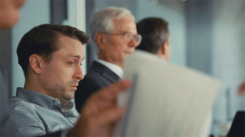 Kieran Culkin in Succession (2018), Tense and Looking reaction animated GIF