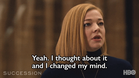 Sarah Snook in Succession (2018), Serious and Deciding reaction animated GIF