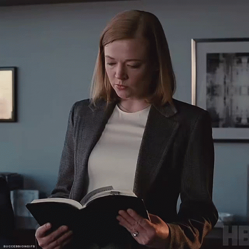 Sarah Snook in Succession (2018), Shocked and Spitting reaction animated GIF