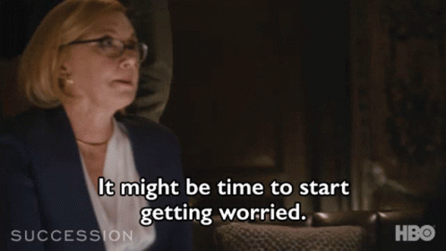 Time To Start Getting Worried from Succession (2018), Worried and Reacting reaction animated GIF