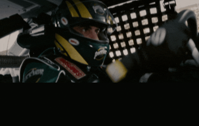 Sacha Baron Cohen in Talladega Nights: The Ballad of Ricky Bobby (2006), captioned "By the way, Ricky, I watched the Highlander movie. It was shit.", Smug and Deadpan reaction animated GIF